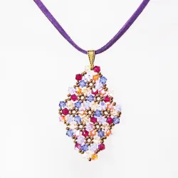Pendant 45cm - Terence Rhombus M-Purple Suedine - Pendant 45cm - Laiton bronze